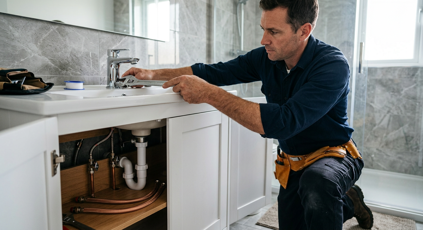 Pose de mitigeur chromé par un plombier à Moissy-Cramayel